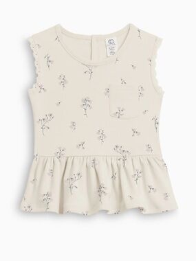 Colored Organics Cream Floral Peplum Top